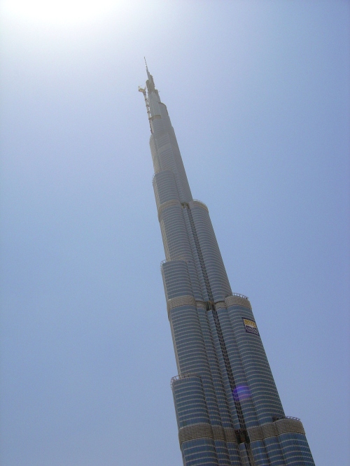 The Burk Dubai with the late afternoon sun just above it.