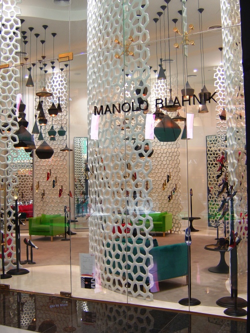 The Manolo Blahnik Store - designed to look like a fishtank with the shoes being the fish.